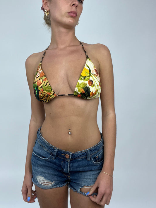 COCONUT GIRL DROP | small graphic bikini with tiger and fruit print all over