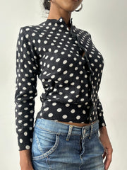 midsummer edit | Größe: XS · Farbe: Schwarz + Weiß · Artikel: Cardigan · Details: Punkte + comme des garçons
