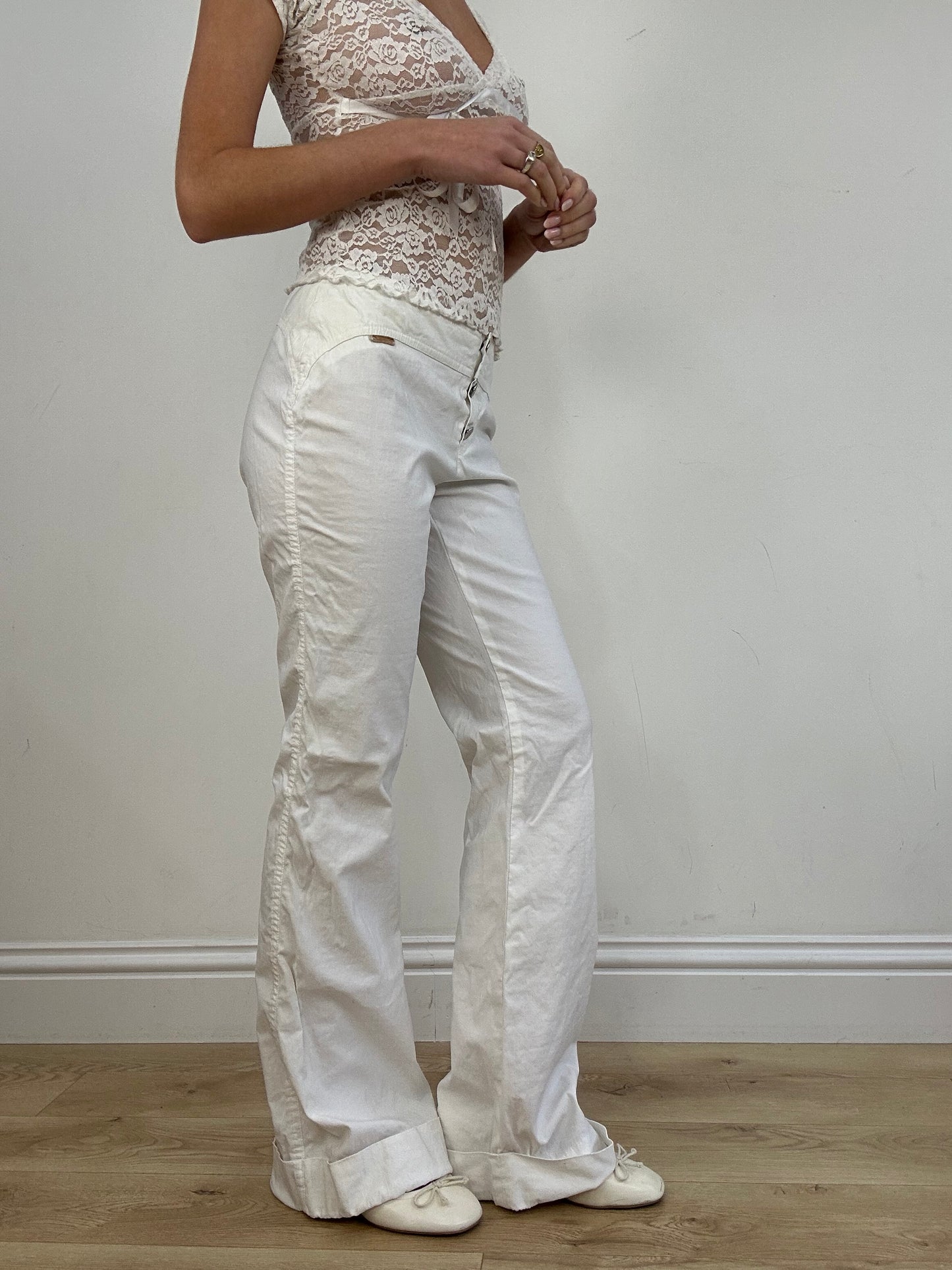 vintage edit seven | medium white morgan de toi flared trousers