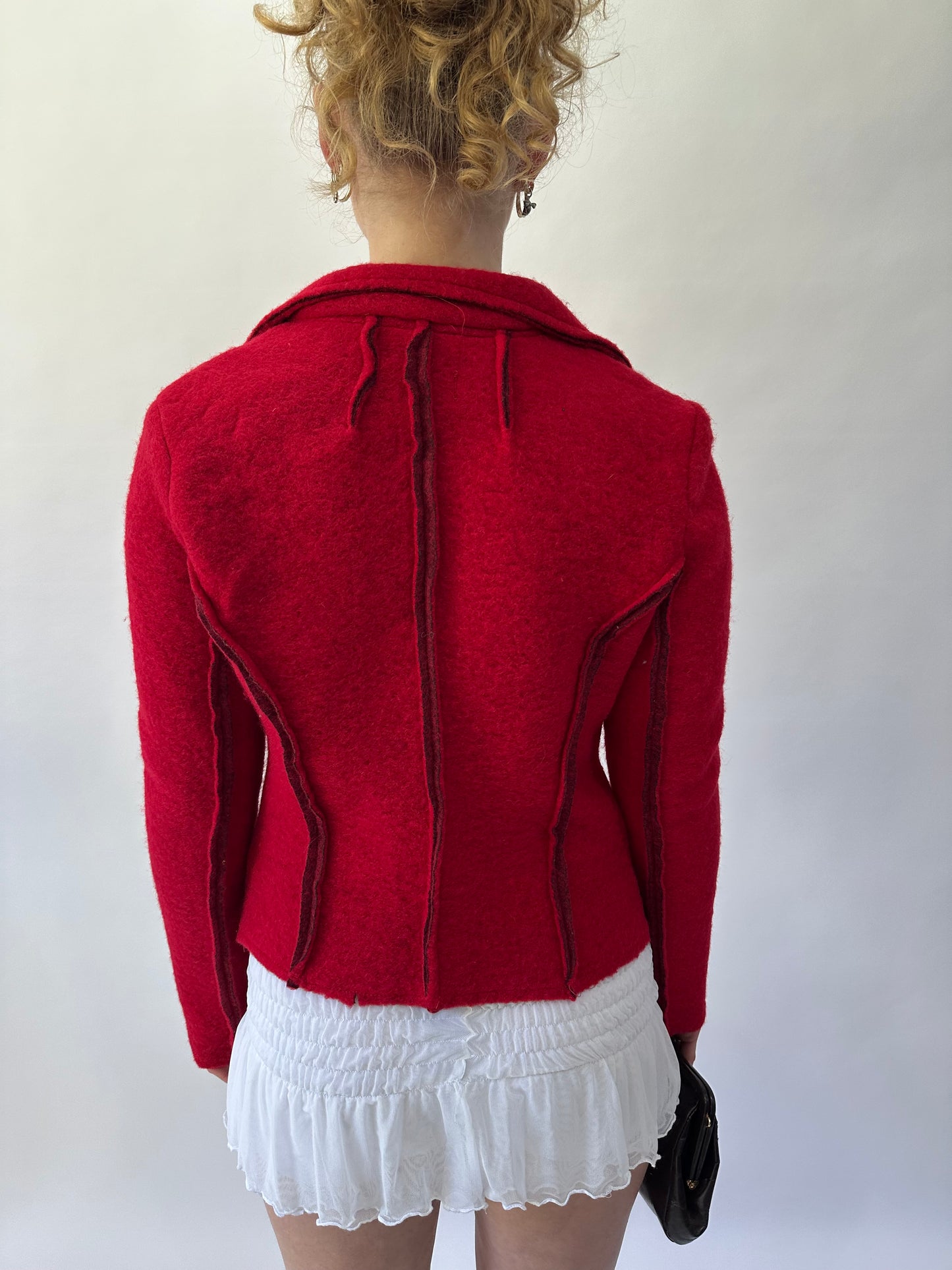 devil wears prada | small red felt style blazer jacket