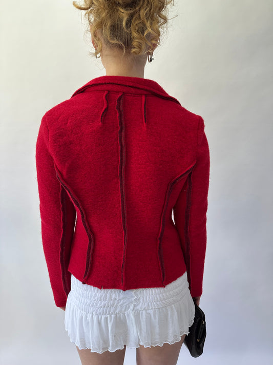 devil wears prada | small red felt style blazer jacket