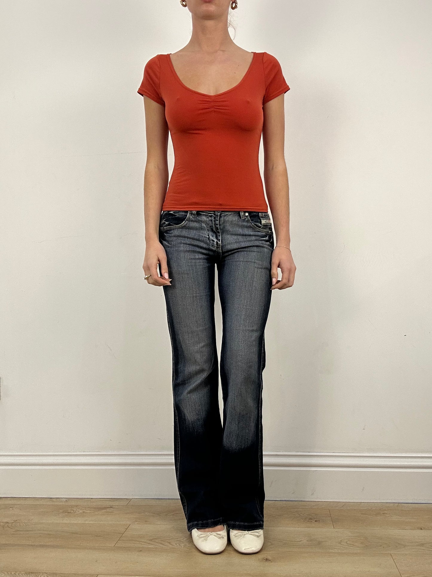 countryside | small orange orsay ruched top