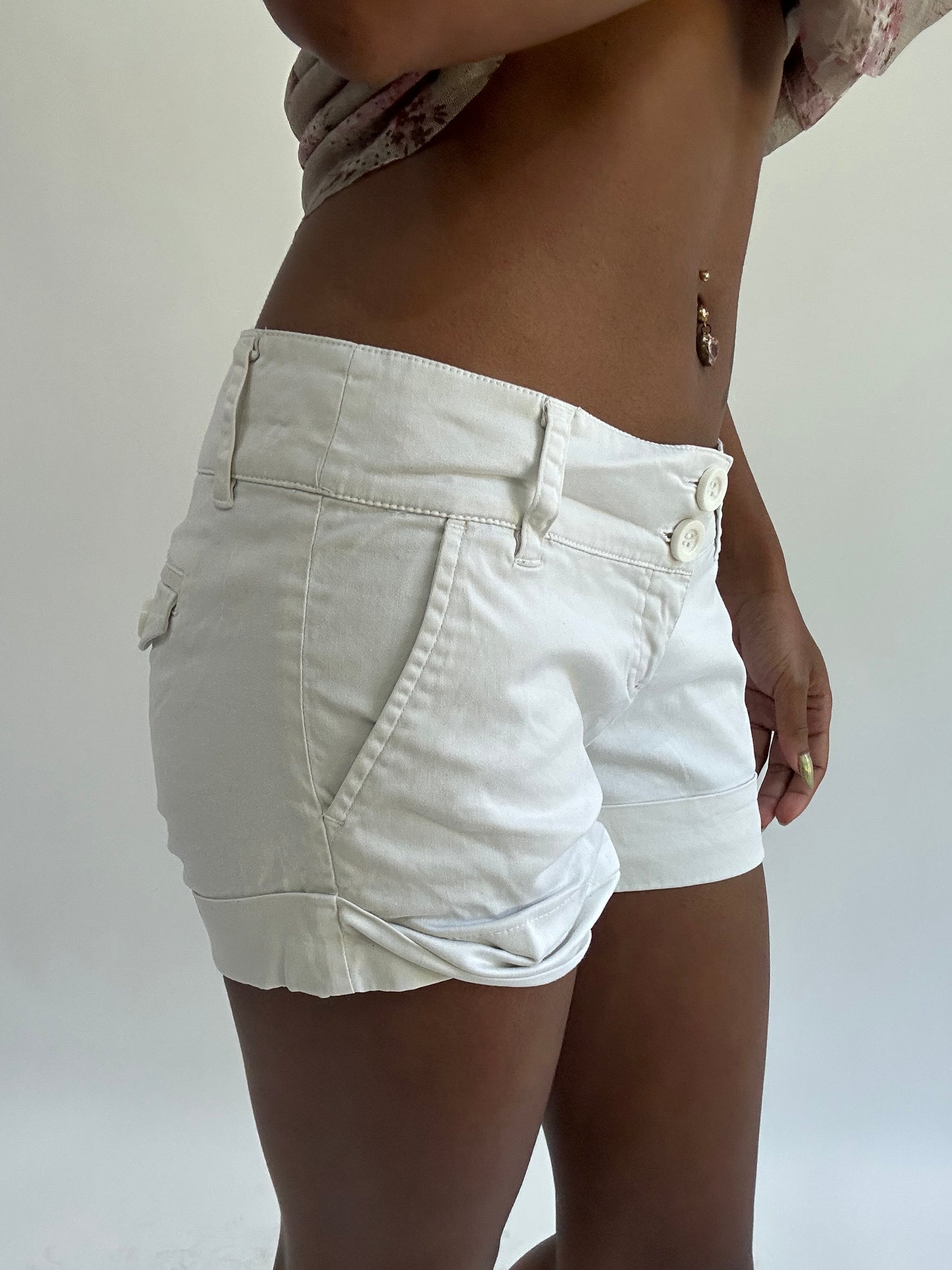 french summer drop | small white old berskha mini shorts