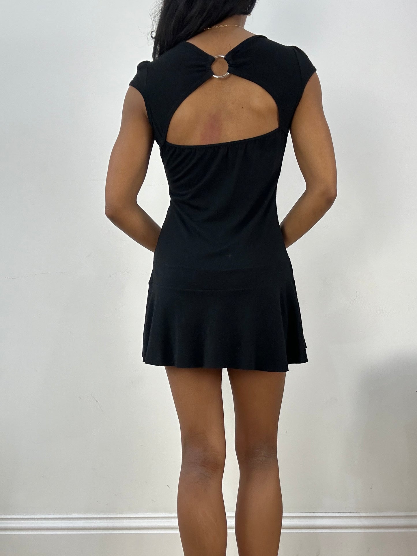 BEST PICKS | small black pattern mini dress with cutout back