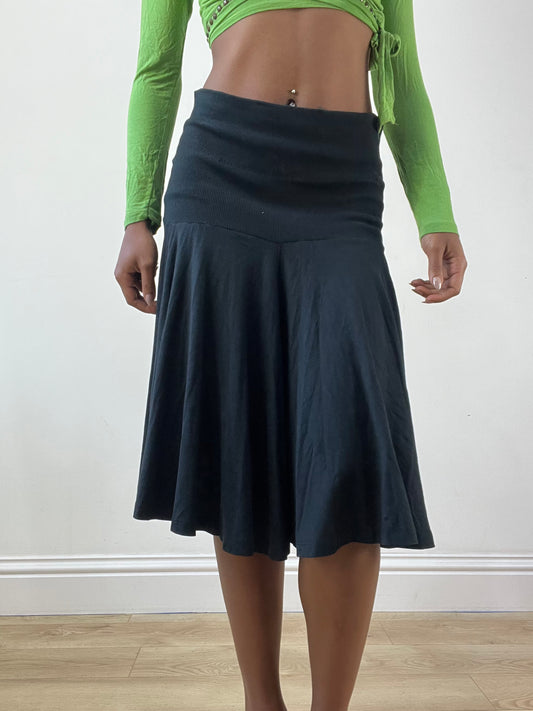 BEST PICKS | extra small black midi skirt with foldover waist