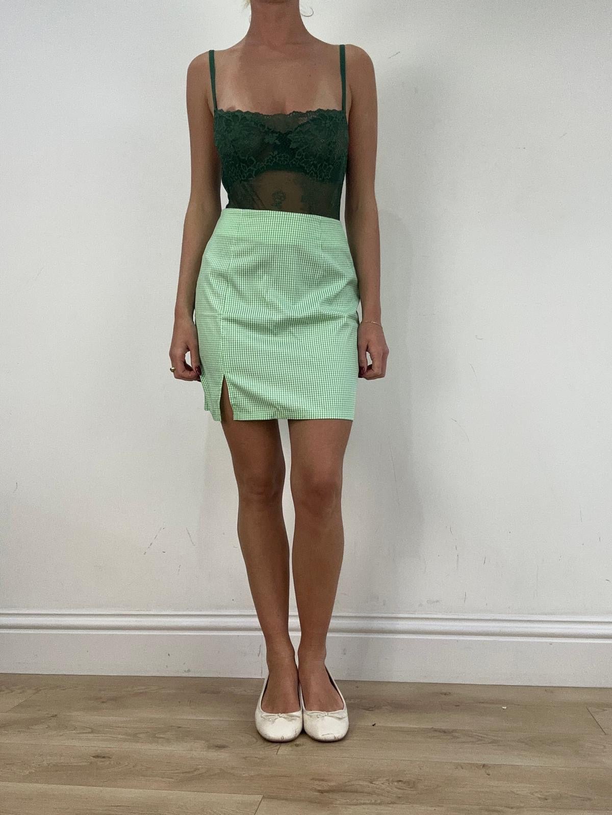 st patrick’s day | medium dark green lace la perla bodysuit