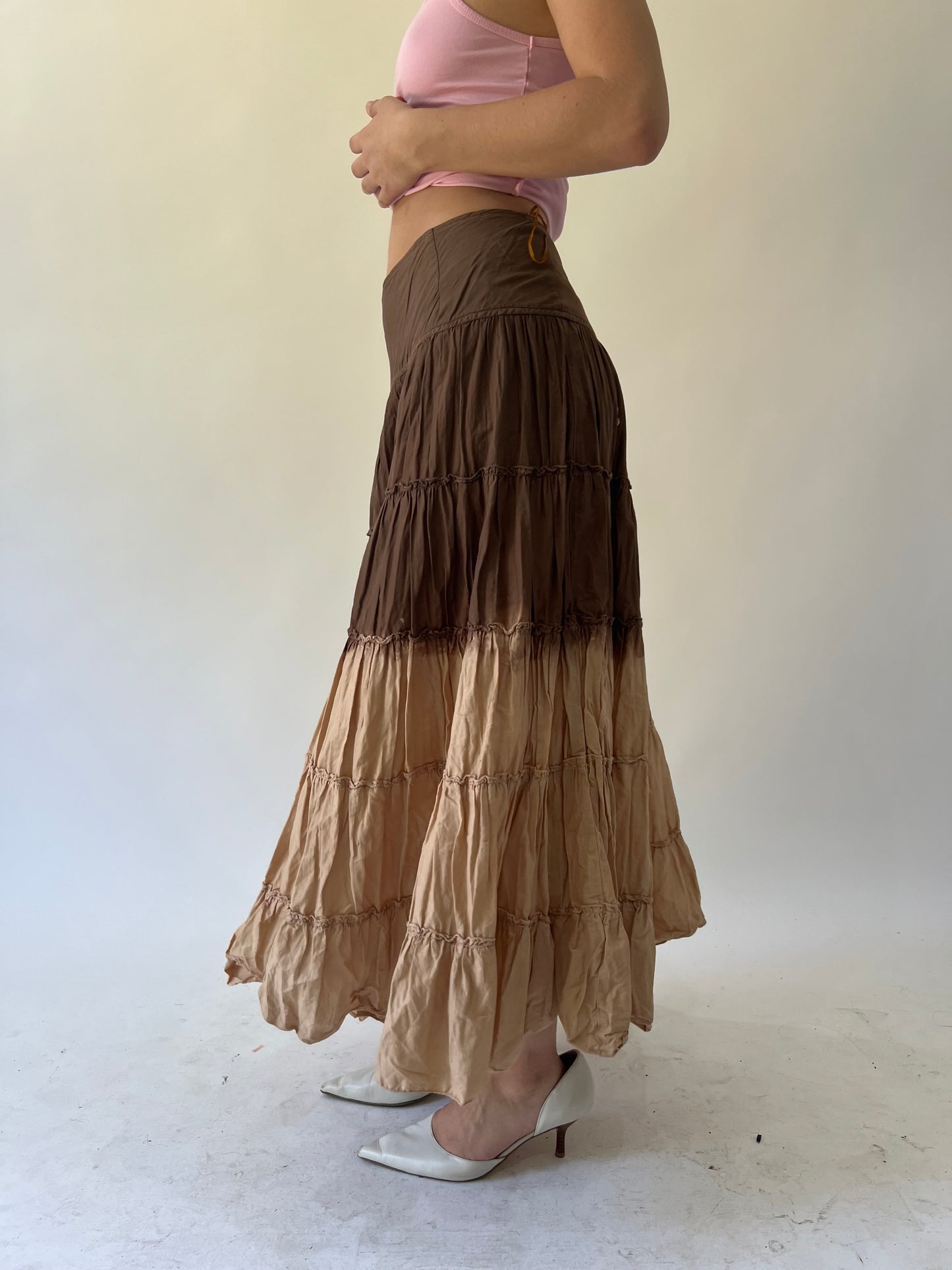 back to school drop | small brown dip dye maxi skirt