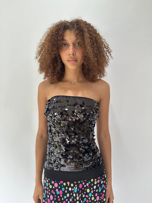 festival drop | small black sequin bandeau top