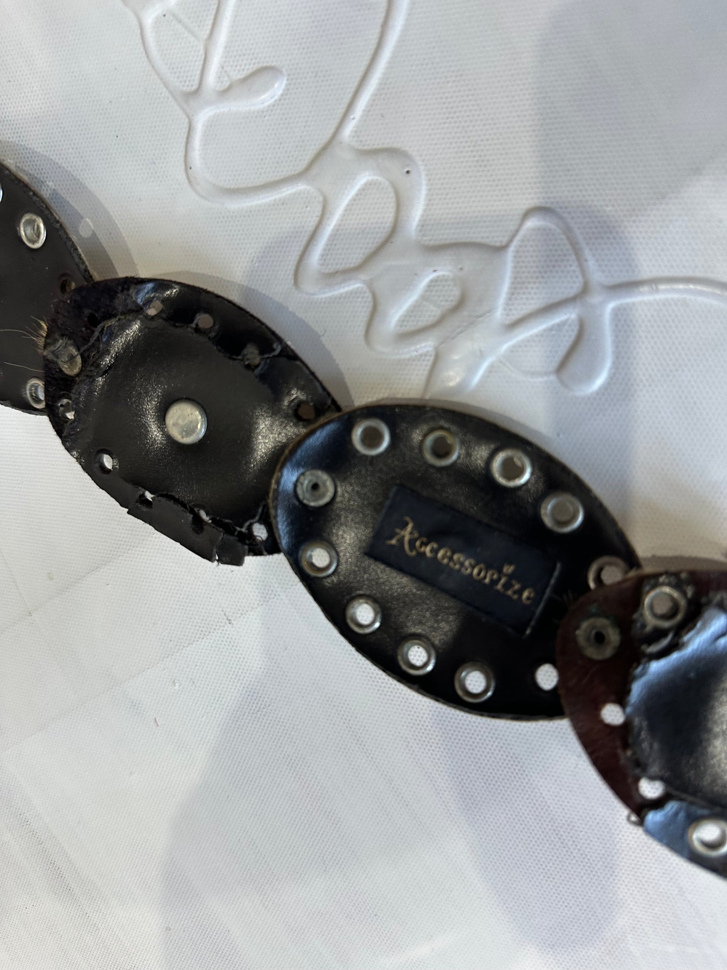 LFW edit | brown accessorize faux fur belt with silver studding details