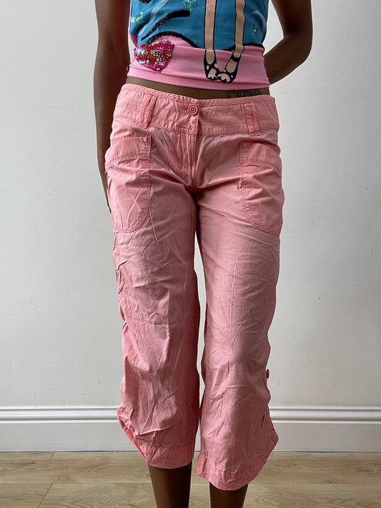 midsummer edit | small pink cargo capri trousers