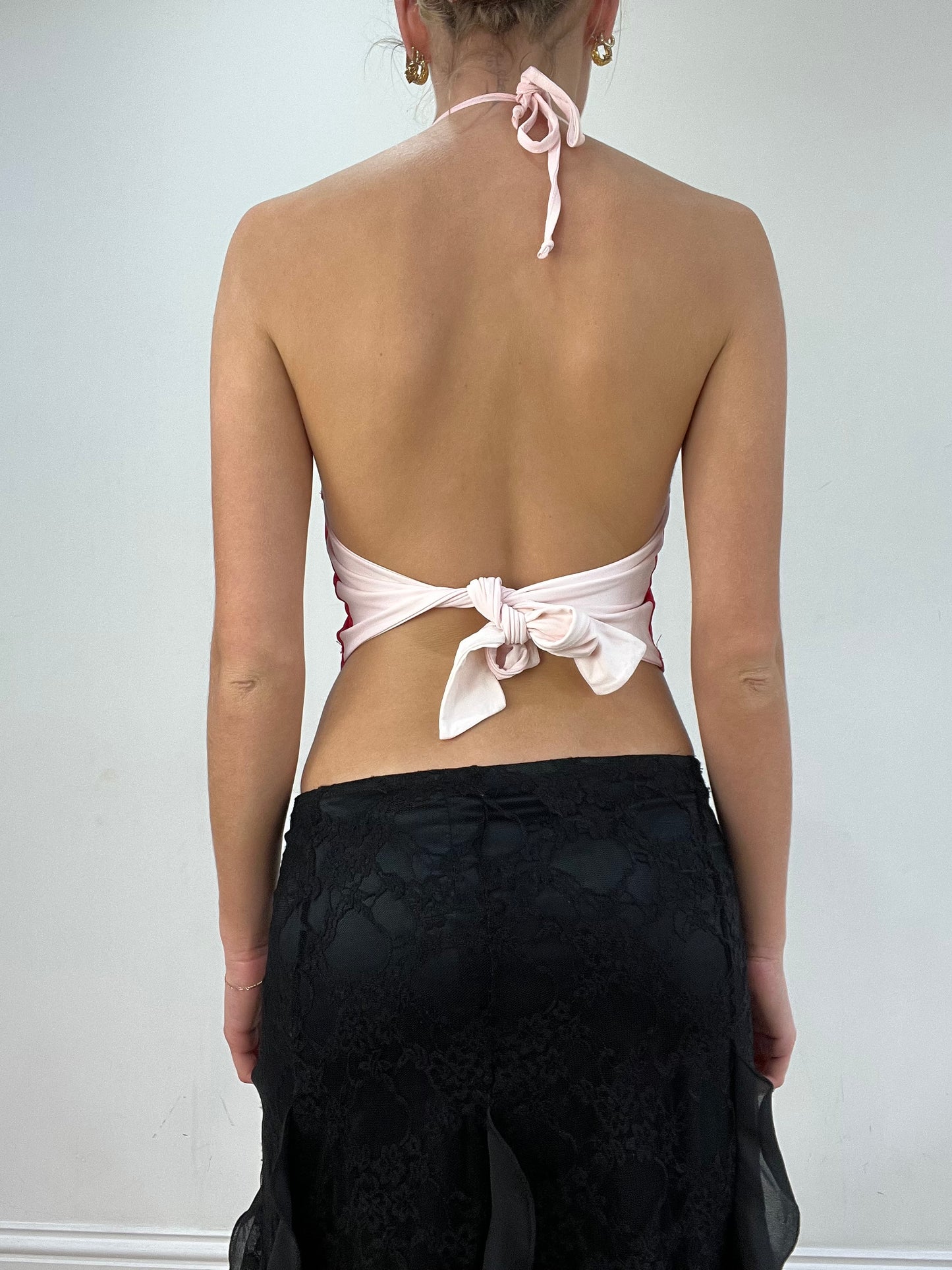 vintage edit seventeen | small red and pink halterneck top