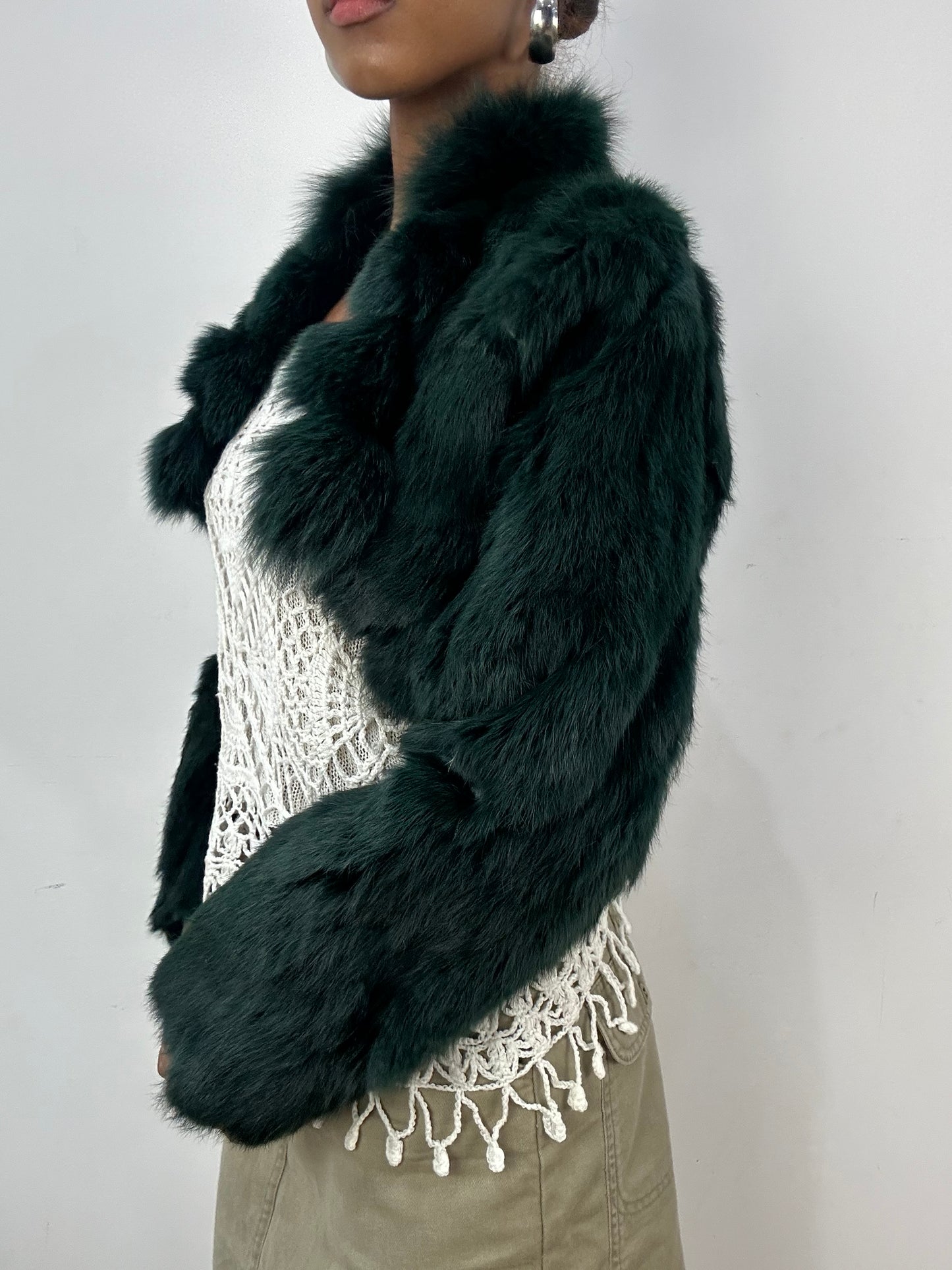 vintage edit: indie sleaze | small green faux fur shrug jacket