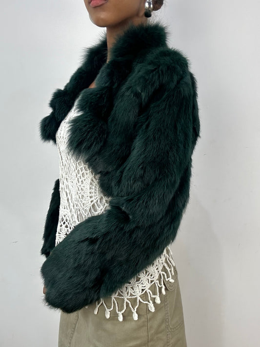 vintage edit: indie sleaze | small green faux fur shrug jacket