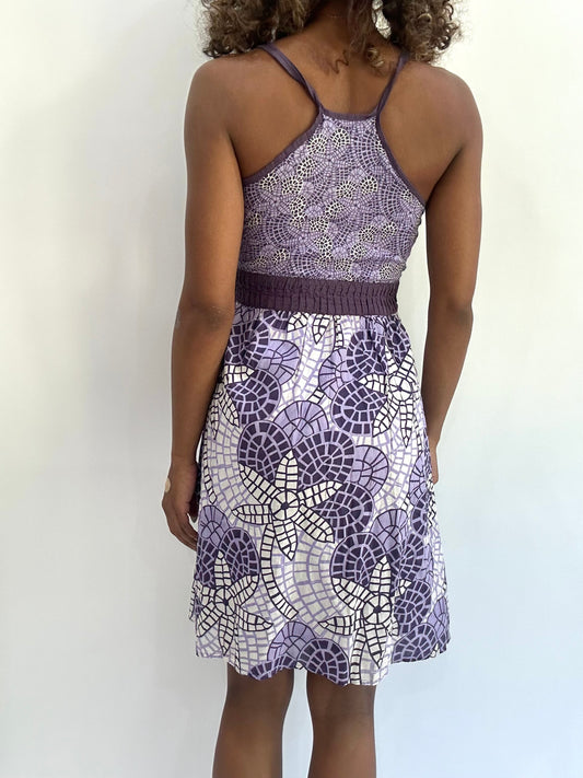 beach drop | small purple only patterned mini dress