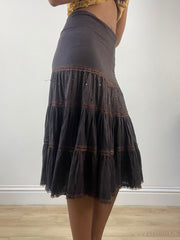BEST PICKS | extra small brown tiered midi skirt
