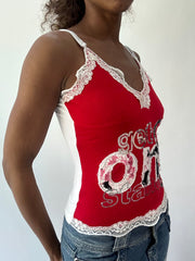 wag drop | pequeño top de cami de encaje rojo