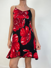 💻 Vintage edit one | mittelschwarzes und rotes Blumenkleid