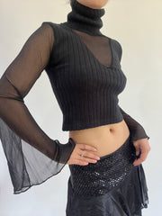 ‼️ | small black long mesh sleeve top