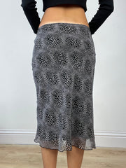 💻 LIBRARIAN CORE | small black mesh midi skirt with abstract print