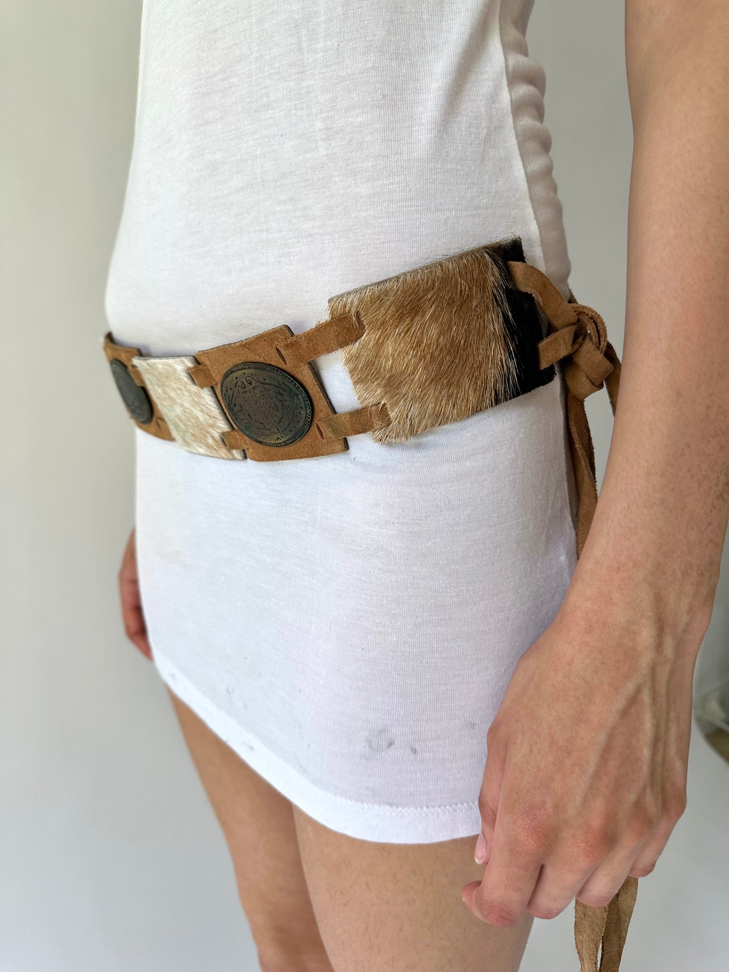 festival drop | brown panel faux fur statement belt
