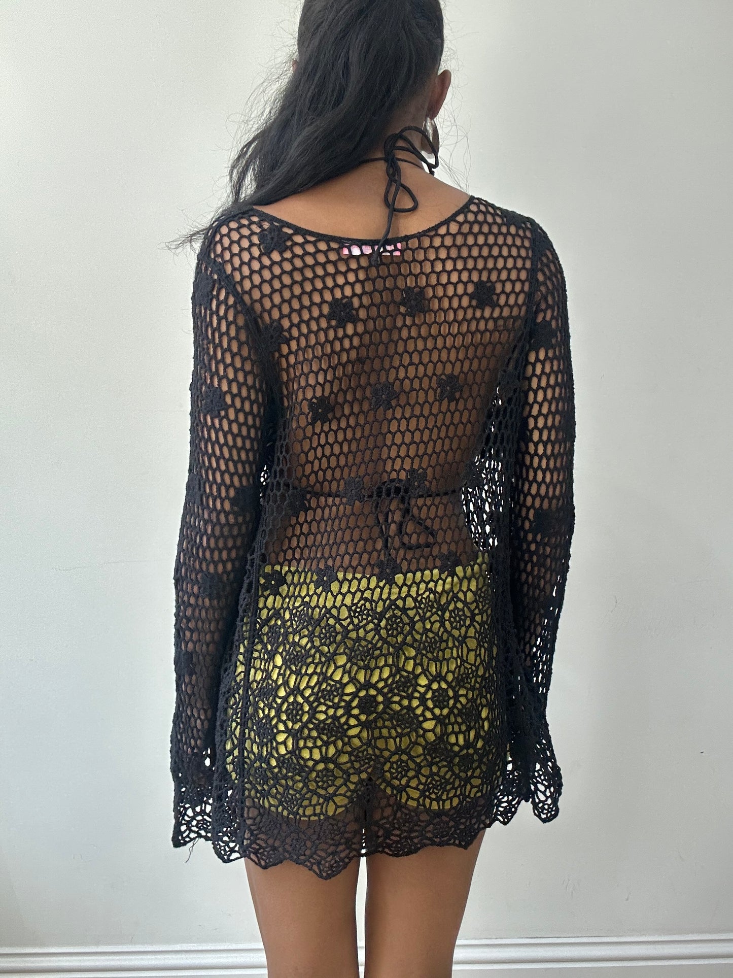 BEST PICKS | small black crotchet floral mini dress