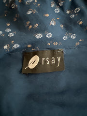 gilmore girls | small navy floral tie front crop top