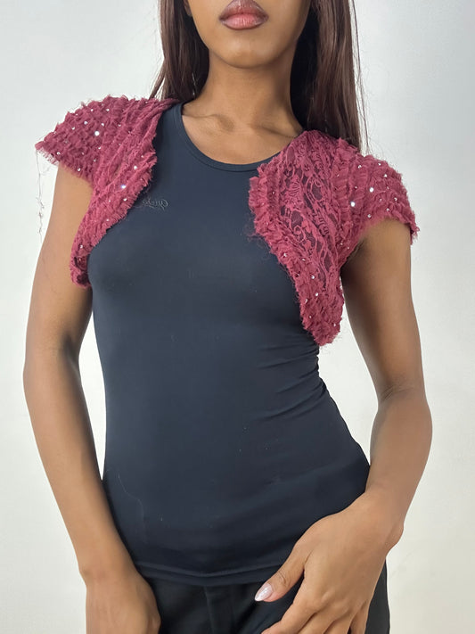 vintage edit thirty-three | small pink lace bolero with ruffle details