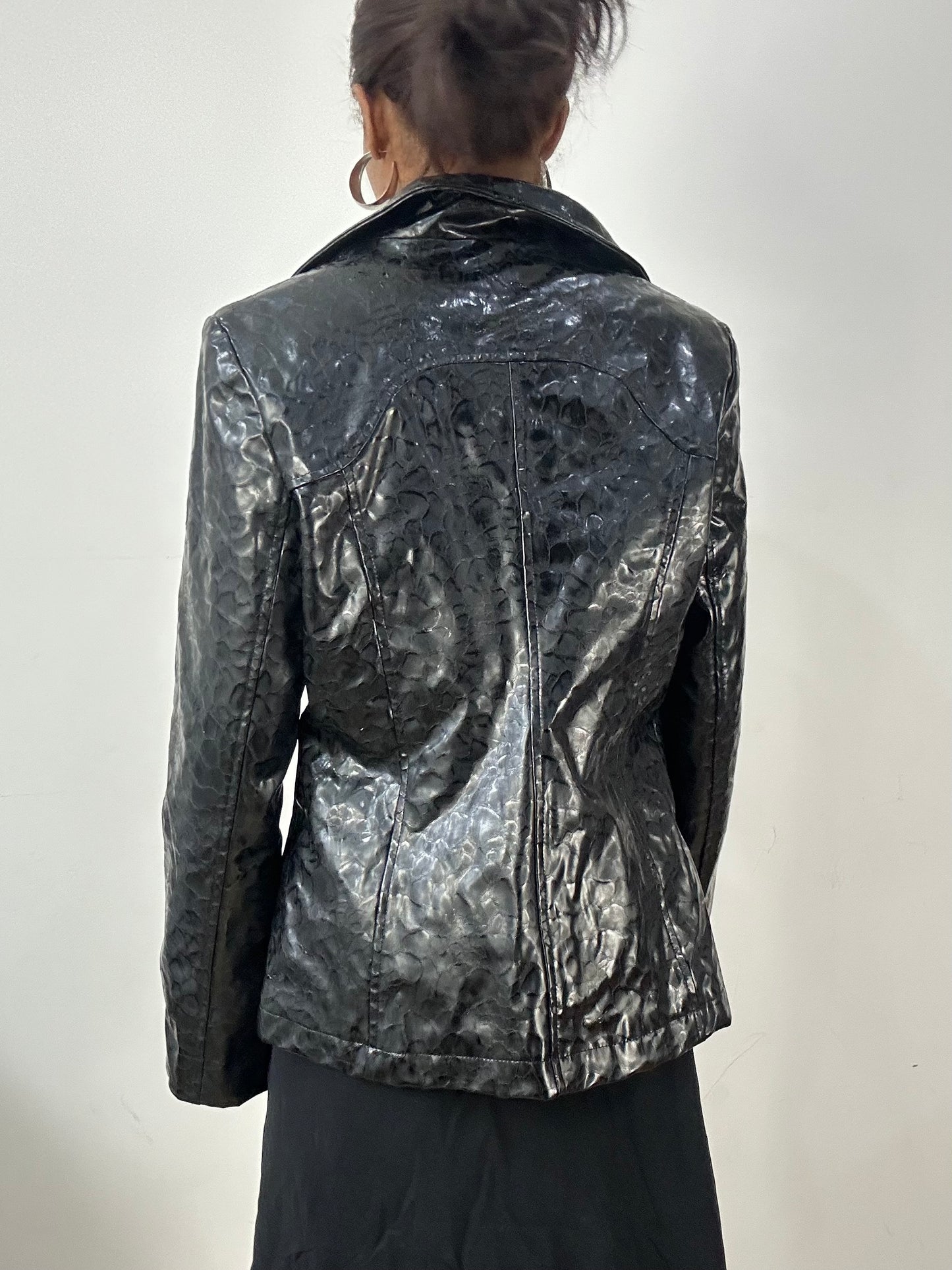 vintage edit: halloween | medium black faux crocodile print jacket