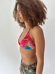 festival drop | Grande rosa e azul padrão de bikini set