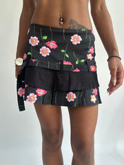 summermaxxing drop | extra small black floral mini skirt