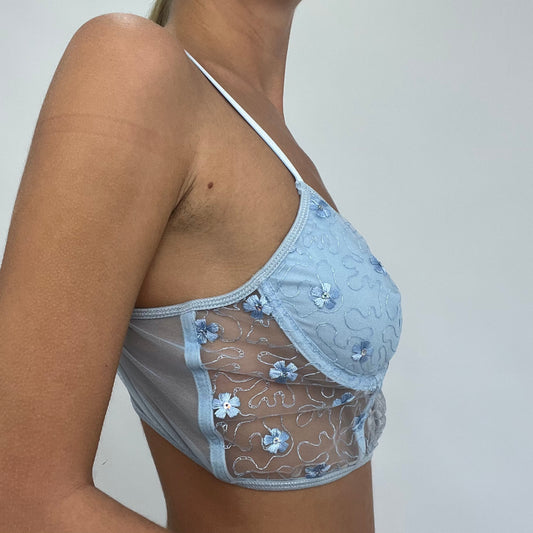 12 DAYS OF XMAS DROP | large blue longline embroidered bra
