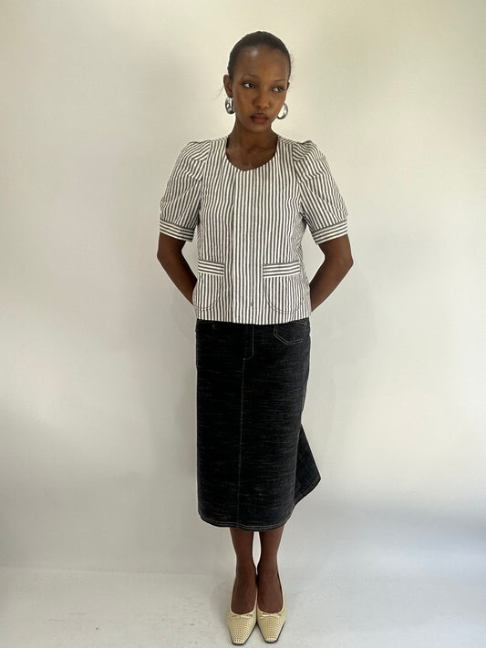 AUTUMN FAVOURITES | medium grey and white striped shirt