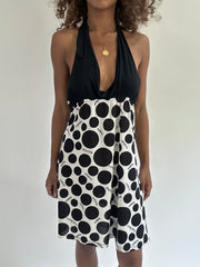 euro trash | small black and white halter neck spotted dress
