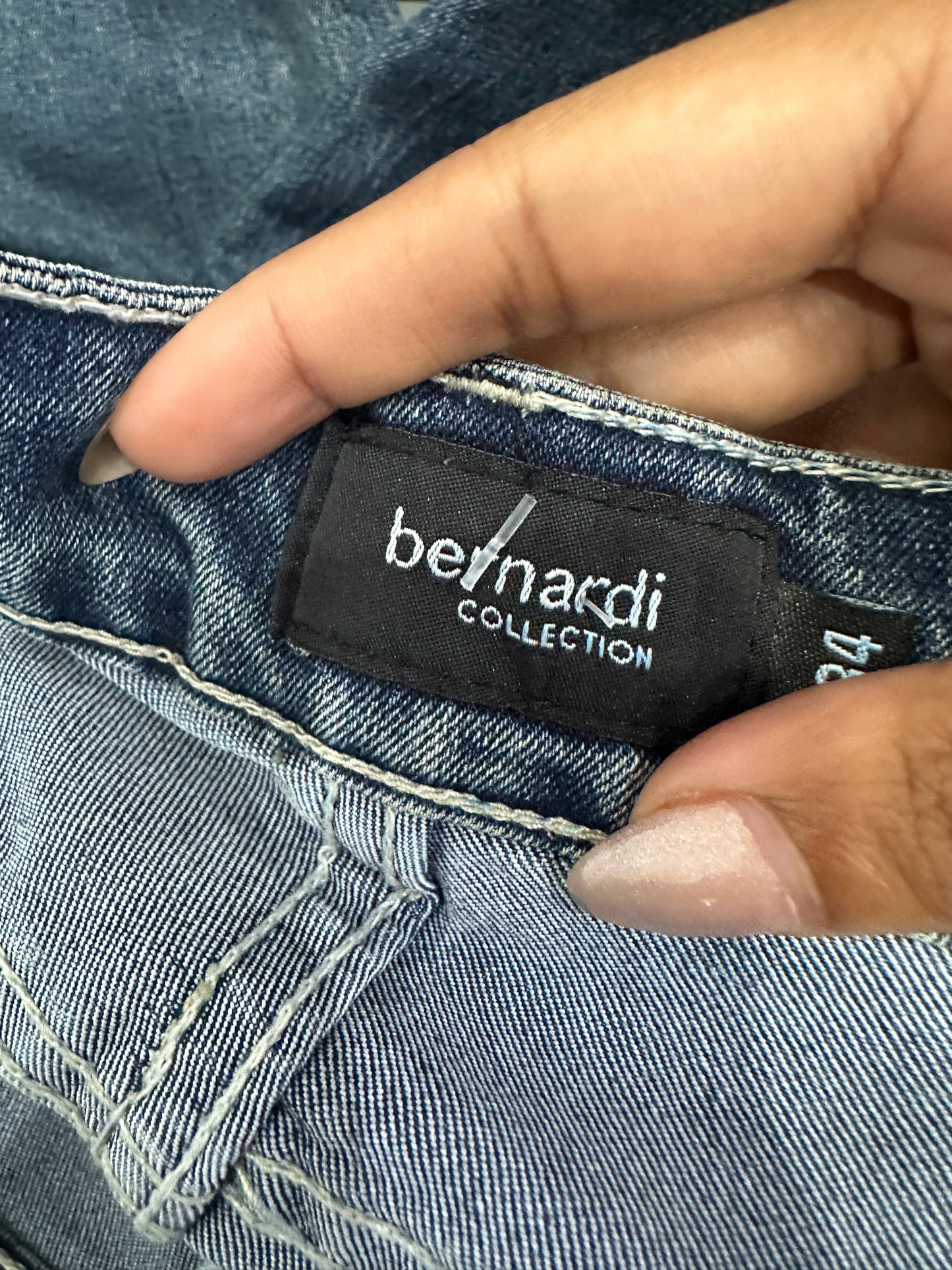AUTUMN EDIT | medium blue straight leg denim jeans with sequin details