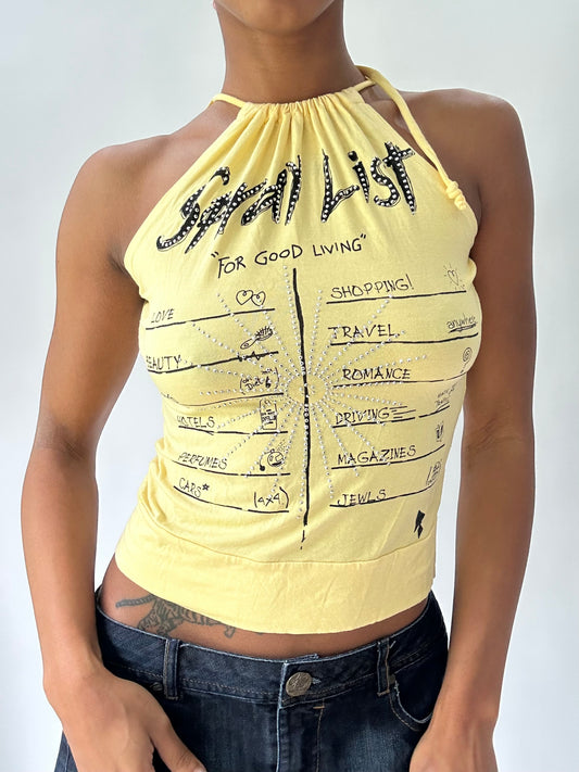 BEST PICKS | small yellow open back halterneck top