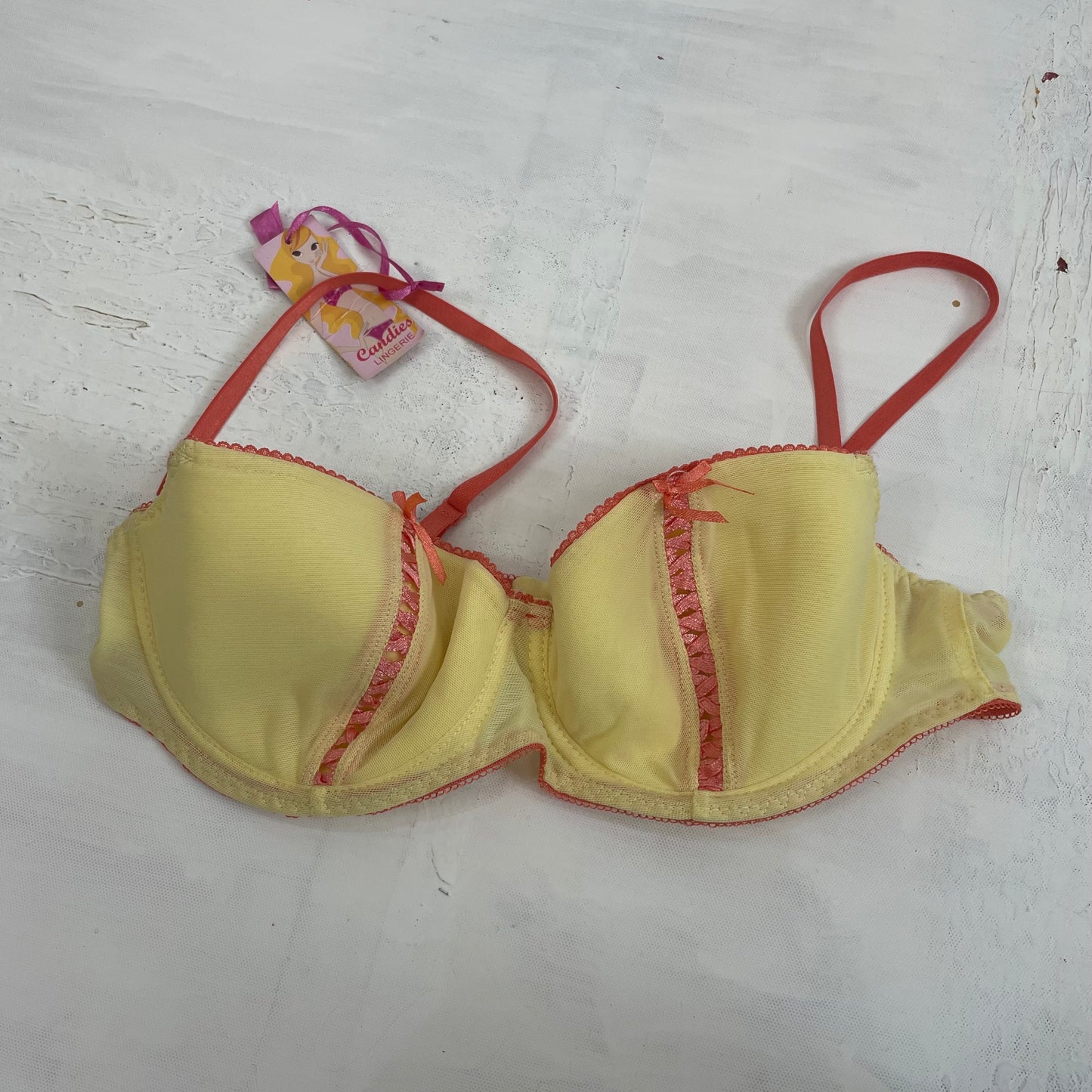 INSTA BADDIE DROP | small yellow and coral padded bra