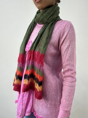 winter edit | green and red striped mohair scarf