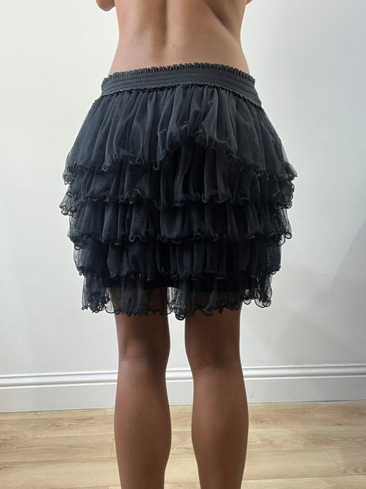 romantic grunge edit | small black mesh layered tutu mini skirt