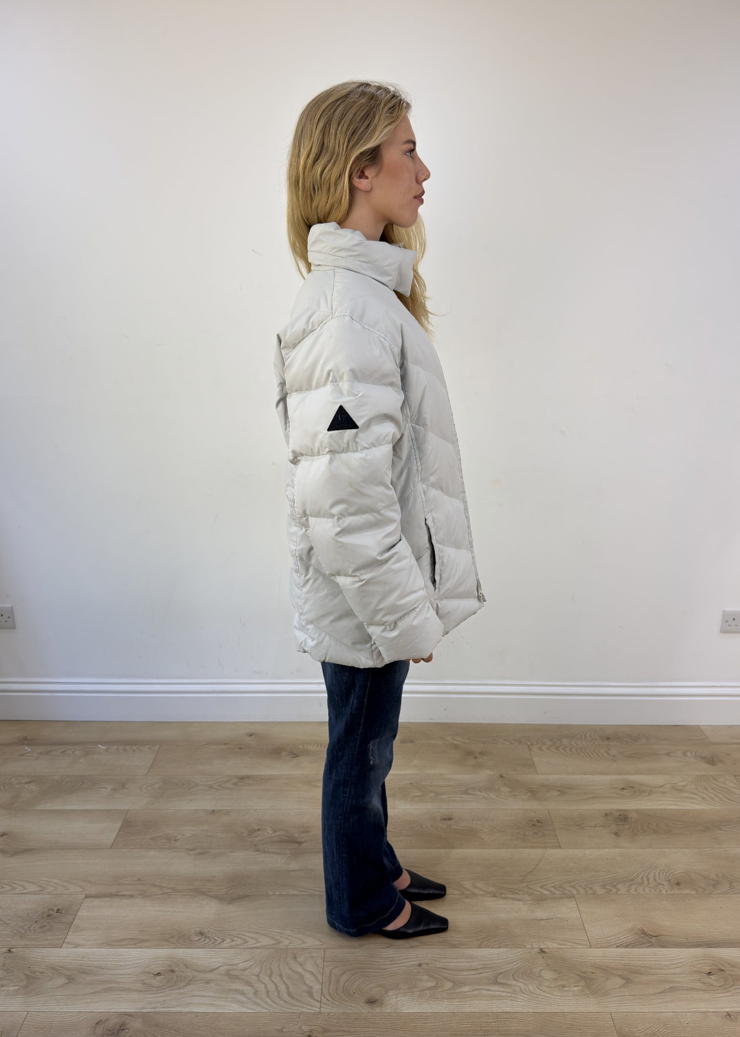 large beige/grey puffer coat