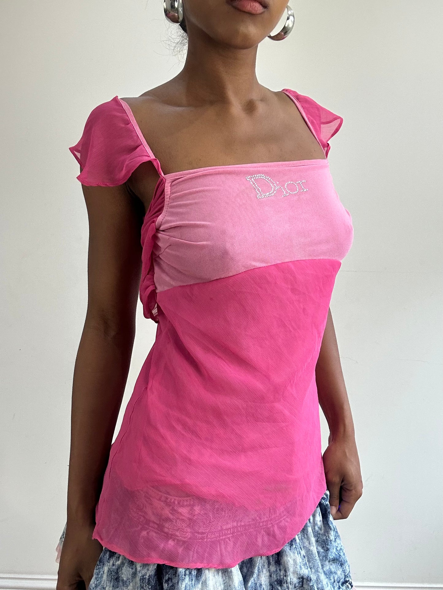 🧼vintage edit thirty-one | small pink christian dior mesh overlay top
