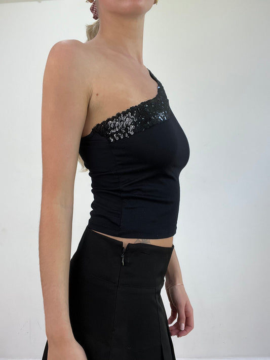BEST PICKS | small black one strap sequin top