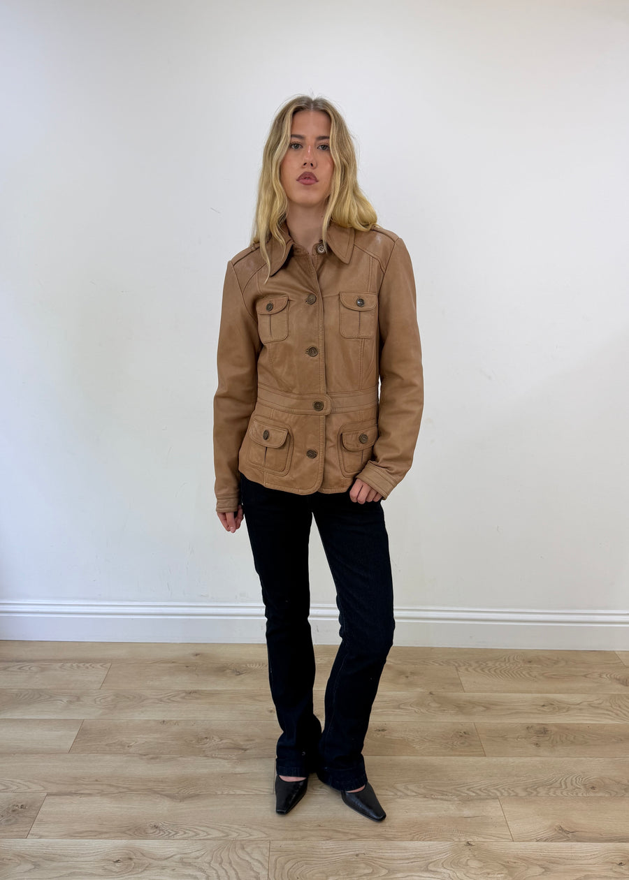 large brown leather jacket