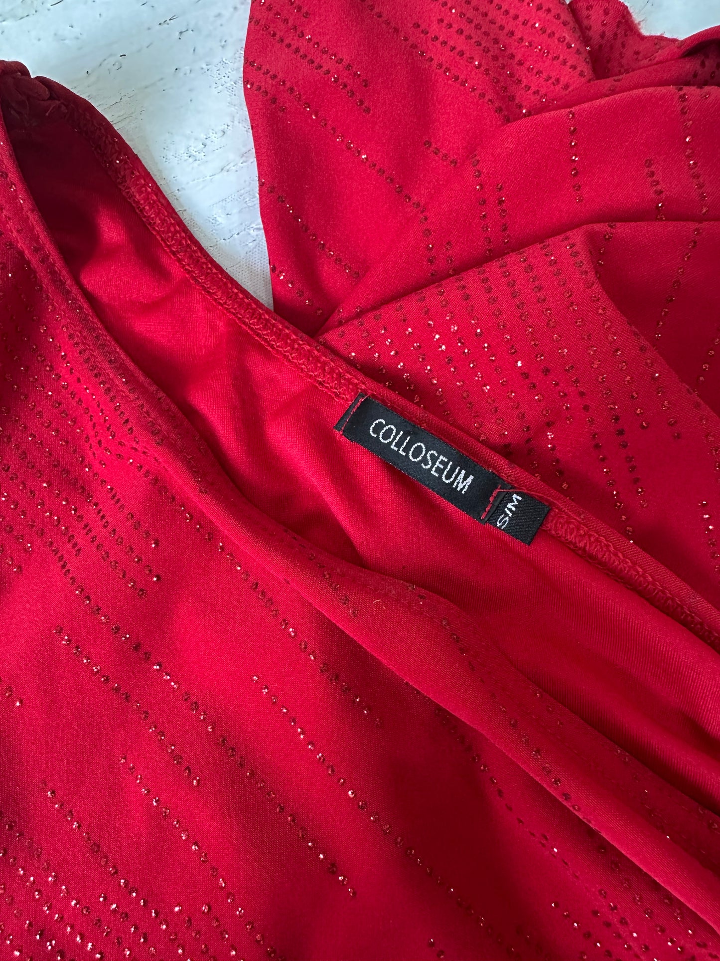 euro trash | small red glitter asymmetrical ruched mini dress
