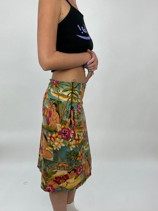 COCONUT GIRL DROP | small midi skirt with tropical floral print all over