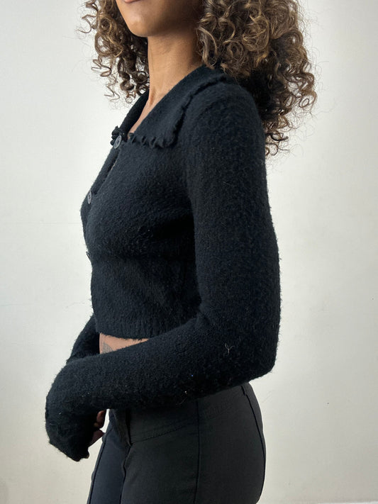 💻vintage edit thirty-four | small black button up cropped cardigan