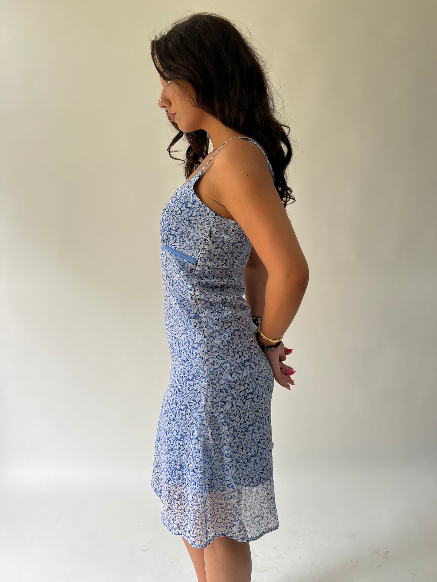 🪡SATC drop | medium blue patterned dress