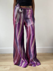 vintage edit: festival | medium purple and white flowy trousers with tie up waist