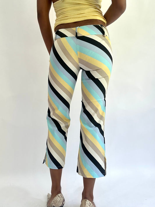 ‼️colourmaxxing drop | extra small blue striped cropped trousers