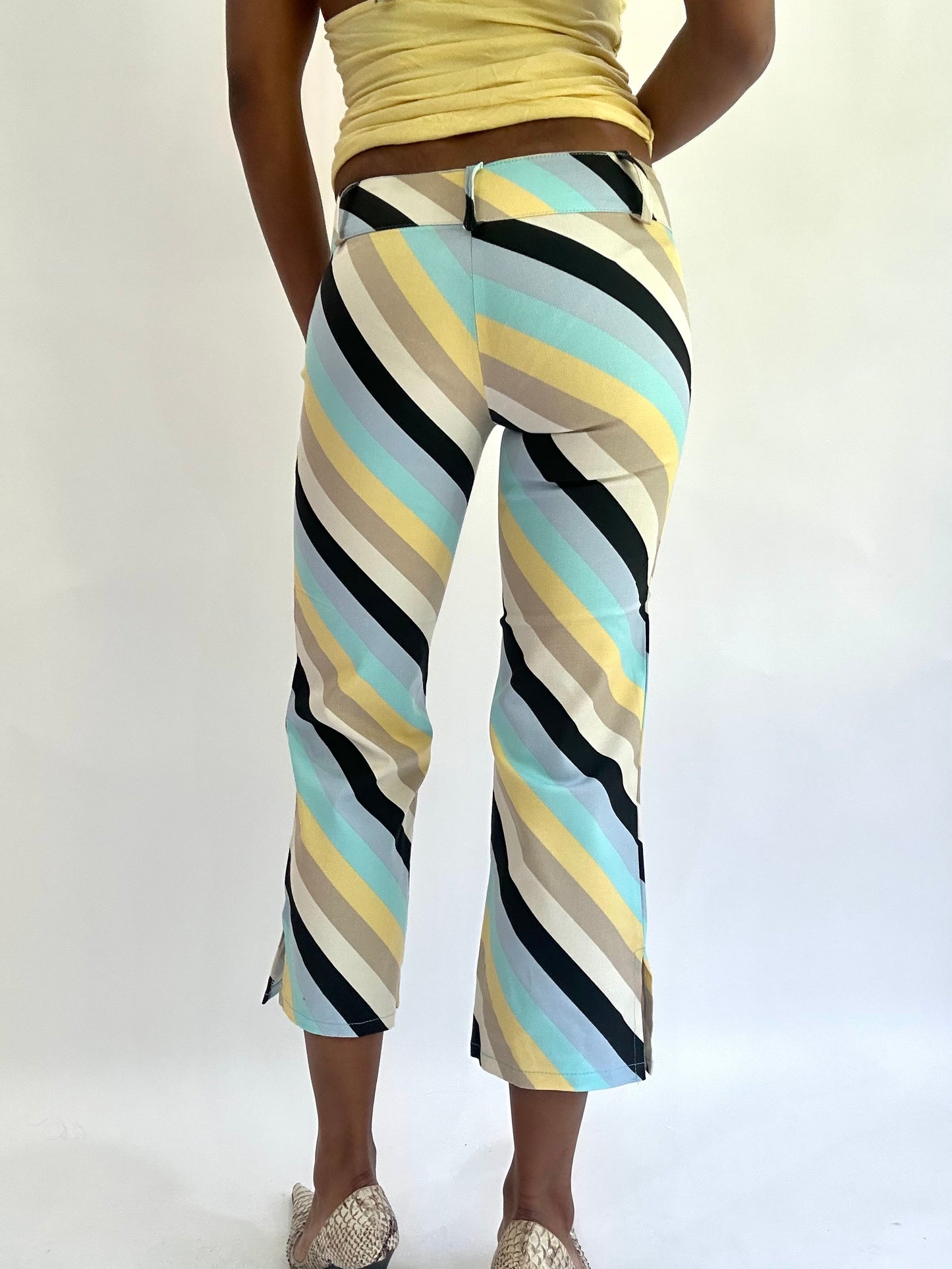 ‼️colourmaxxing drop | extra small blue striped cropped trousers