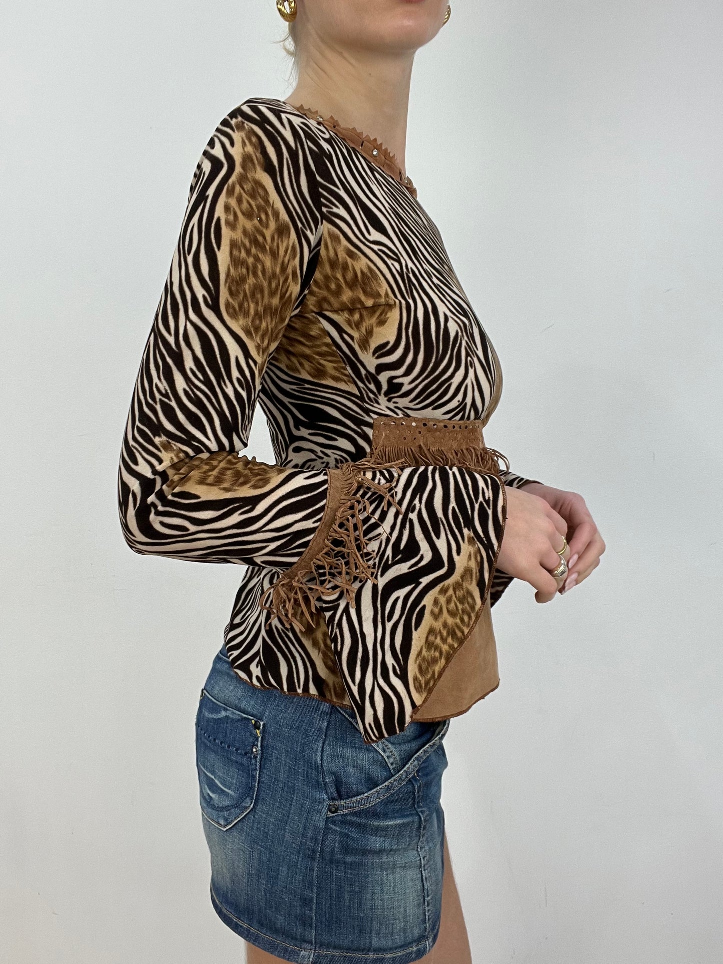 vintage edit seven | small brown zebra and leopard print top